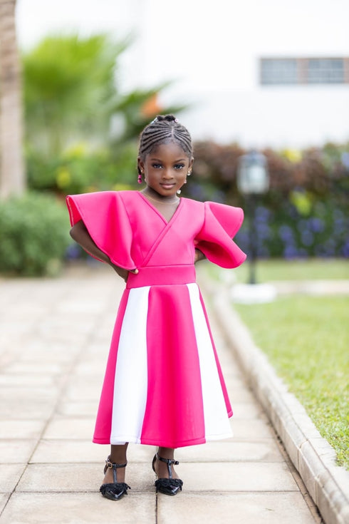 NZUBE Short Blush Radiance Fit & Flare Neoprene/Scuba Dress for Girls