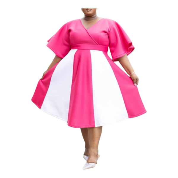 NZUBE Short Blush Radiance Fit & Flare Neoprene/Scuba Dress