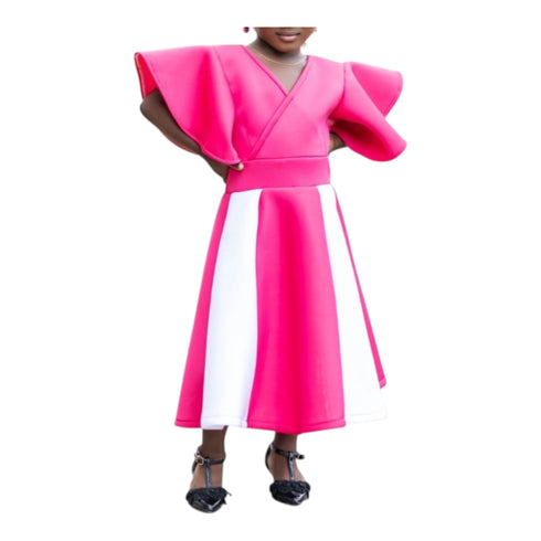 NZUBE Short Blush Radiance Fit & Flare Neoprene/Scuba Dress for Girls