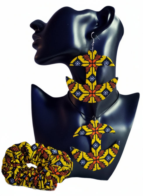 Nautical Adornment Anchor Accessory Set - - Ankara Earring and Necklace Set