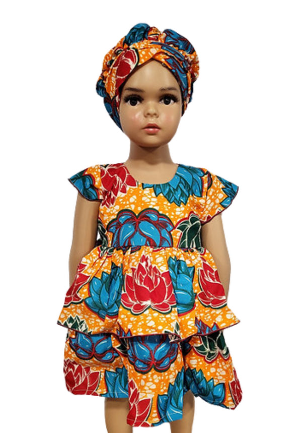 Nyame-Dei Two Sister Butterfly sleeve African Print Dress