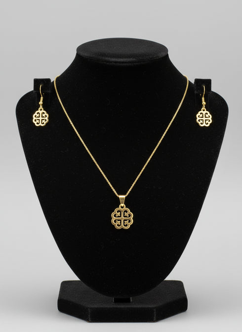 SANCTUARY NYAME DUA Earrings and Necklace Set – Adinkra Necklace & Earrings Set Stainless Steel