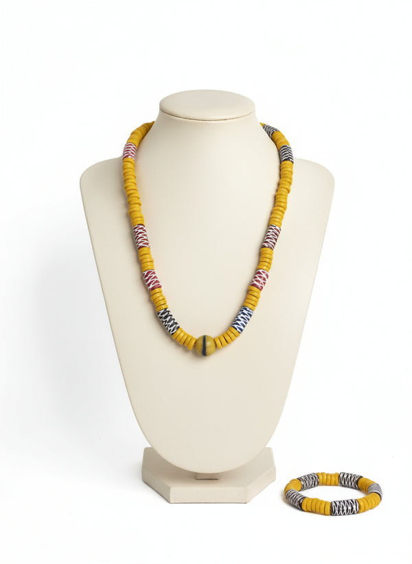Obaasima Unisex African bead necklace and bracelet set - Unisex