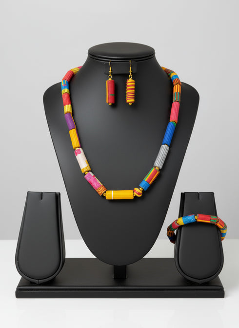 Ohemaa Kente Ankara Accessory set - Necklace, Bracelet and Earring Set
