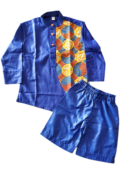 Ola Long sleeve and Short pants African Print Baby Boy (two piece)