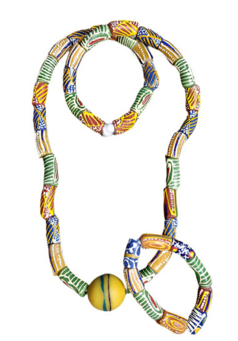 Osebo Unisex African bead necklace and bracelet set