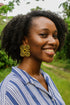 Dwennimmen minimalistic and Oversized / Exaggerated Gold Adinkra Spiral Earrings – Handmade African Statement Jewelry for Women
