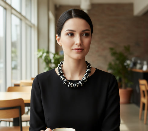 Sunset Spheres Bubble Chain Ankara Necklace