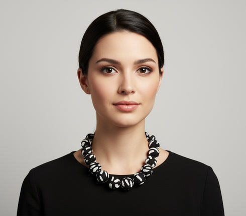 Sunset Spheres Bubble Chain Ankara Necklace