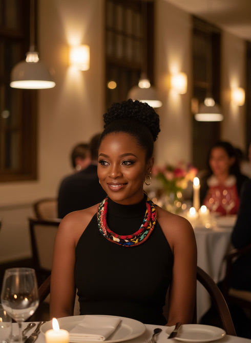 Quartet Loop Layered Ankara Necklace