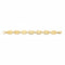 Gold bracelet with floral links on a white background