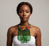 Regal Cascade Buttoned Beadwork Ankara Necklace – African Statement Choker- Medium