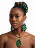Regal Flame Drop Accessory Set - Ankara Earring and Necklace Set