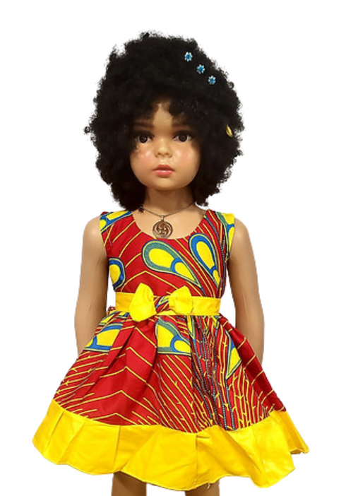Rohana sleeveless Front Bow African Print Girl Dress