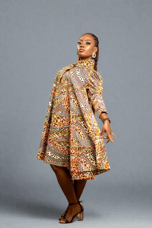 Royal Zuri Ankara/African Print Midi Dress