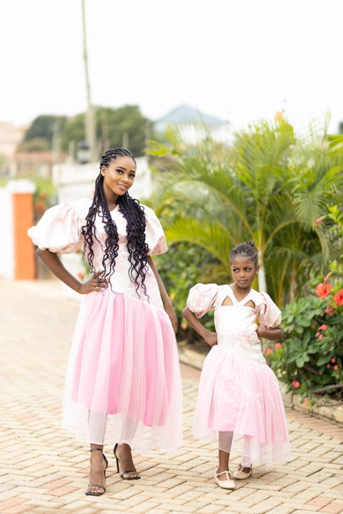 SIA Long Shimmering Radiance Brocade Off-shoulder & Tulle Dress for Girls