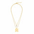 Gold necklace with a pendant on a white background