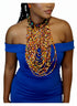 Sade Cascade Buttoned Beadwork Multi-Strand Ankara Necklace - African Statement Choker