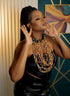 Sade Cascade Buttoned Beadwork Multi-Strand Ankara Necklace - African Statement Choker