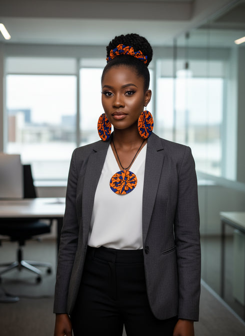 Sapphire Accessory Set - Ankara Earring and Necklace Set