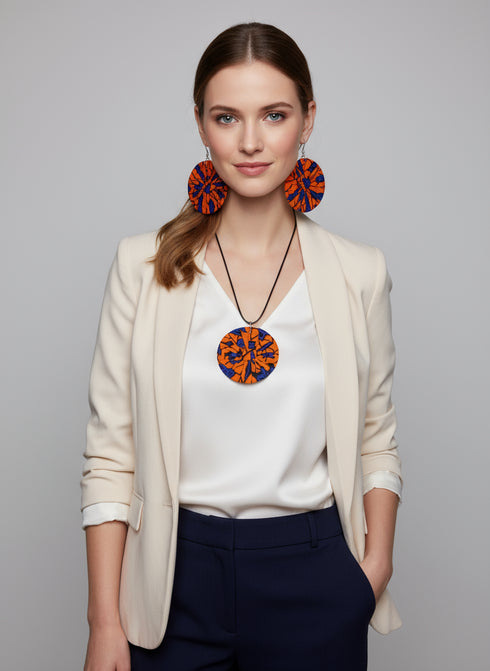 Sapphire Accessory Set - Ankara Earring and Necklace Set