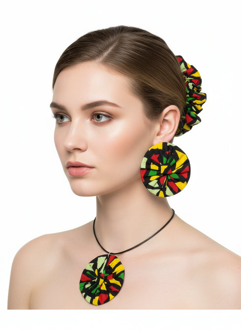 Sapphire Accessory Set - Ankara Earring and Necklace Set