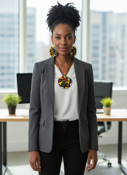 Sapphire Accessory Set - Ankara Earring and Necklace Set