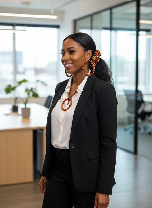 Savannah Hoop Accessory Set - Ankara Earring and Necklace Set