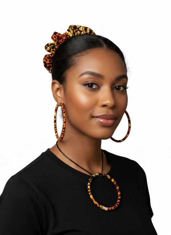 Savannah Hoop Accessory Set - Ankara Earring and Necklace Set