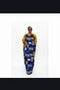 MALAYA African Print Two Fabric Color Block Boubou Kaftan Maxi Dress With Contrast Side Panels and Pockets