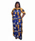 MALAYA African Print Two Fabric Color Block Boubou Kaftan Maxi Dress With Contrast Side Panels and Pockets