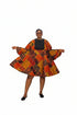 LIORA Luxury 100% Cotton Ankara and Aso Oke Exaggerated Ruffle Sleeve Full Flare Mini Dress With Pockets