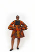 LIORA Luxury 100% Cotton Ankara and Aso Oke Exaggerated Ruffle Sleeve Full Flare Mini Dress With Pockets