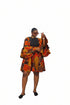 LIORA Luxury 100% Cotton Ankara and Aso Oke Exaggerated Ruffle Sleeve Full Flare Mini Dress With Pockets