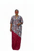 IVIORA Luxury Cotton Ankara Boubou Kaftan Maxi Dress With Crystal Stone Embellishment, Cord Lace Hem and Matching Headscarf