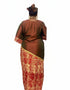 ZIA Luxury Raw Silk and Adire Crepe Diagonal Color Block Boubou Kaftan Maxi Dress With Gold Trim Detail - Only Boubou