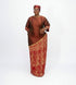 ZIA Luxury Raw Silk and Adire Crepe Diagonal Color Block Boubou Kaftan Maxi Dress With Gold Trim Detail - Only Boubou