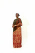 ZIA Luxury Raw Silk and Adire Crepe Diagonal Color Block Boubou Kaftan Maxi Dress With Gold Trim Detail - Only Boubou
