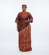 ZIA Luxury Raw Silk and Adire Crepe Diagonal Color Block Boubou Kaftan Maxi Dress With Gold Trim Detail - Only Boubou