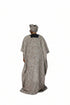 ISABEAU Luxury Thick Tweed Boubou Kaftan Maxi Dress With Tinko Embroidery Panel and Matching Headwrap