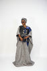 ISABEAU Luxury Thick Tweed Boubou Kaftan Maxi Dress With Tinko Embroidery Panel and Matching Headwrap