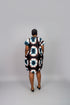 ESTELLE Ankara Kampala Short Dansiki Kaftan Mini Dress With Contrast Embroidered Bib Panel and Side Pockets