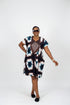 ESTELLE Ankara Kampala Short Dansiki Kaftan Mini Dress With Contrast Embroidered Bib Panel and Side Pockets