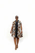 KIMANI Luxury African 100% Cotton Ankara Cape Kimono Mini Dress With Aso Oke Trim, Front Zip Closure, Belted Waist and Side Pockets
