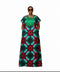 ISA Luxury African Ankara Print Long Dansiki Kaftan/ Boubou Maxi Dress With Pleated Contrast Bib Detail - 1 piece boubou