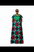 ISA Luxury African Ankara Print Long Dansiki Kaftan/ Boubou Maxi Dress With Pleated Contrast Bib Detail - 1 piece boubou