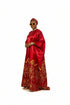 AURELIA FIRE Luxury Satin African Boubou Kaftan Maxi Dress With African Print Hem Panel and Matching Headwrap