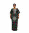 ZOSIME Luxury 100% Cotton Ankara Dansiki Boubou Maxi Dress With Crystal Beaded Neckline, Embellished Front Panel and Matching Headwrap