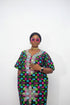 ZOSIME Luxury 100% Cotton Ankara Dansiki Boubou Maxi Dress With Crystal Beaded Neckline, Embellished Front Panel and Matching Headwrap