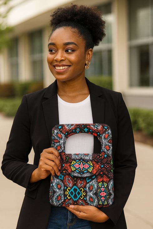 Sefina African Print Cut-out Luxury Handmade Wristlet Totes Chain Handle Ankara/African Print / Clutch / Handbag for Women